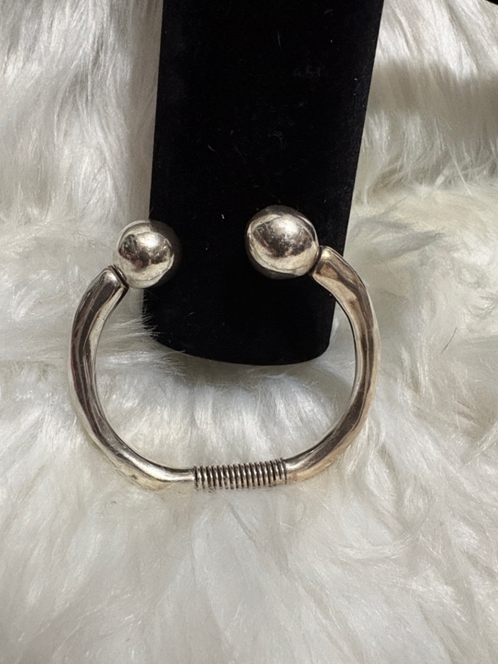 Silver Open Cuff Bracelet with interchangeable balls